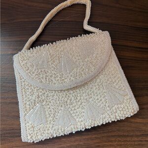 Elegant Cream Beaded Women's Bag